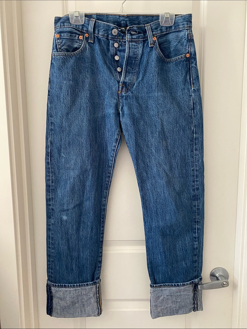 Levi's 501 Men's Dark Blue Straight Jeans with Button Fly 30x34